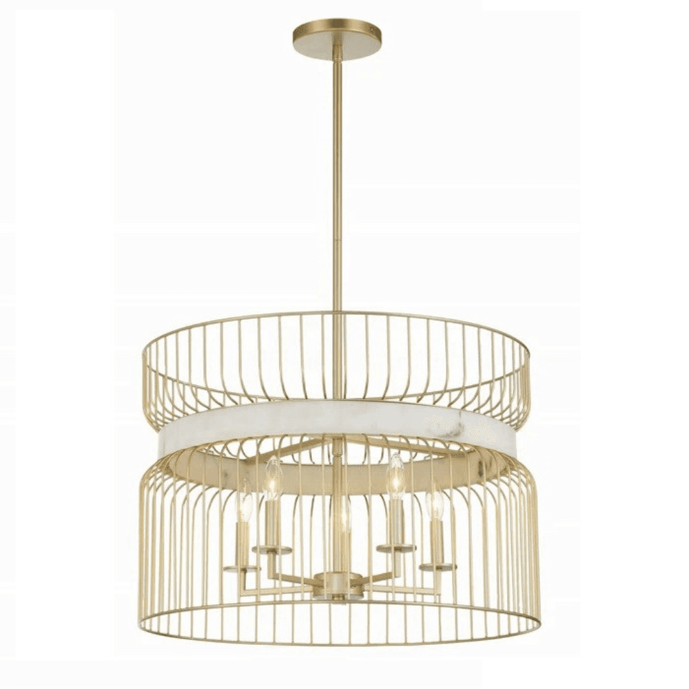 McGee 5 Light Pendant in Gold & Alabaster-img-1