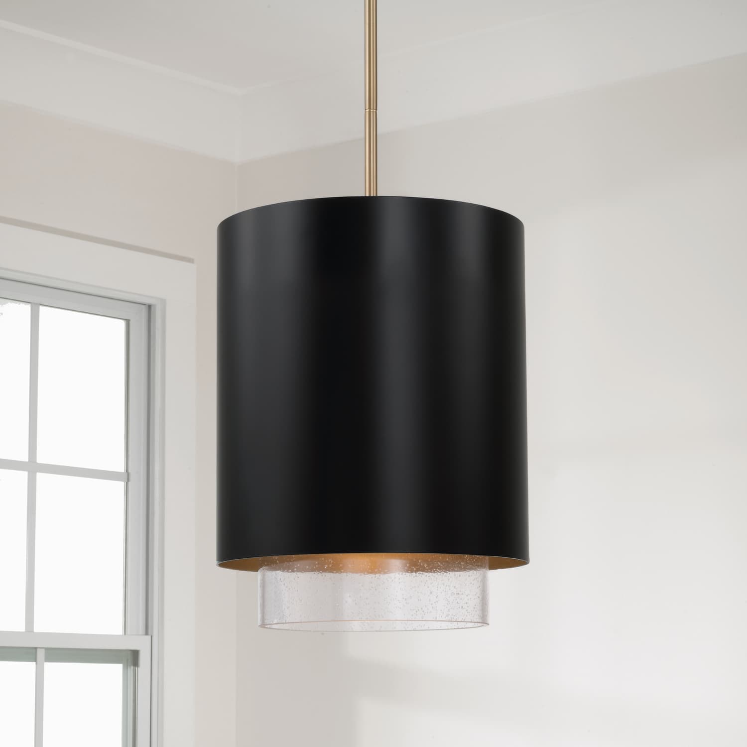 Swell 1 Light Pendant In Matte Brass & Black-img-1