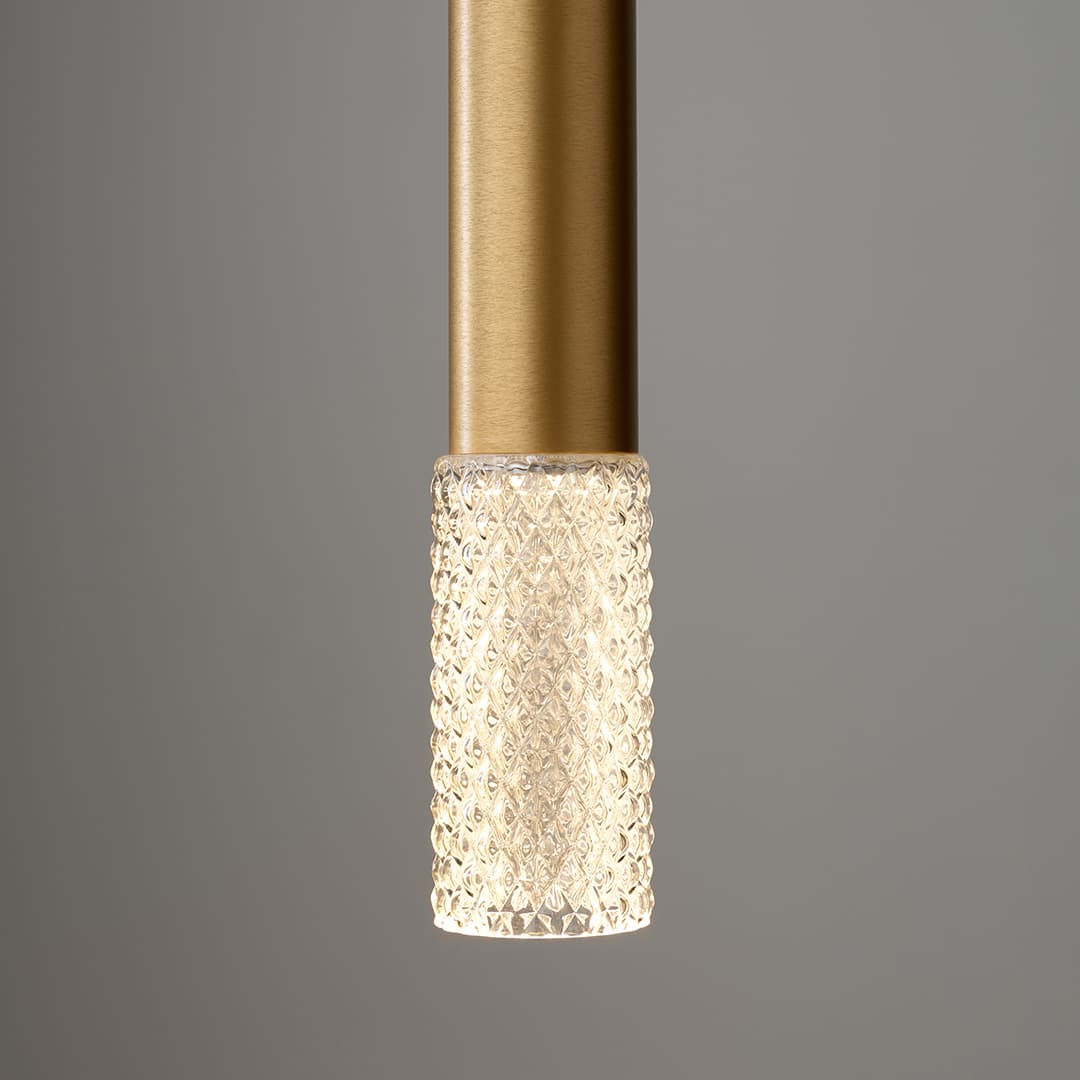 Primo 1 Light Pendant - Long in Brushed Gold & Clear Glass-img-1