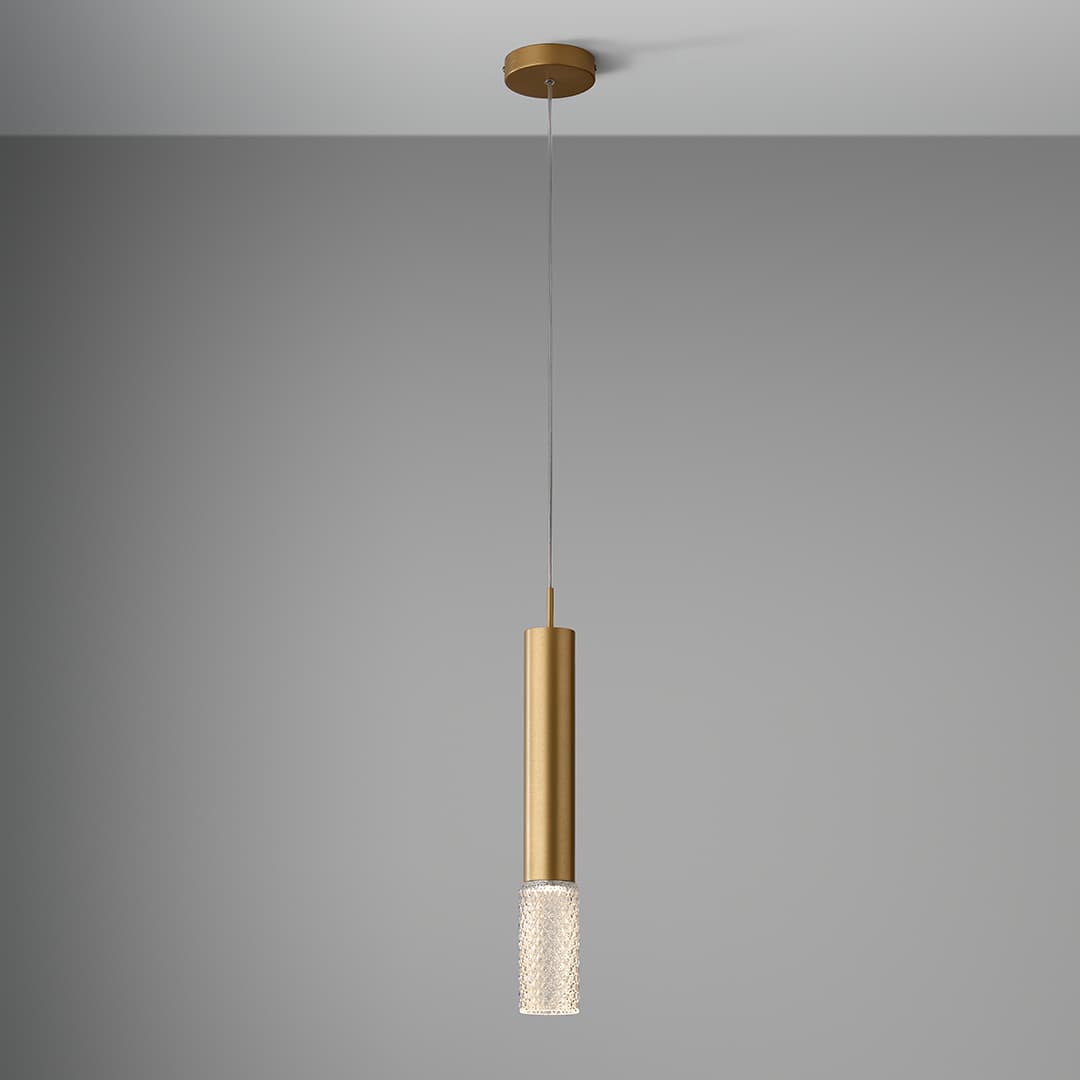 Primo 1 Light Pendant - Long in Brushed Gold & Clear Glass-img-2