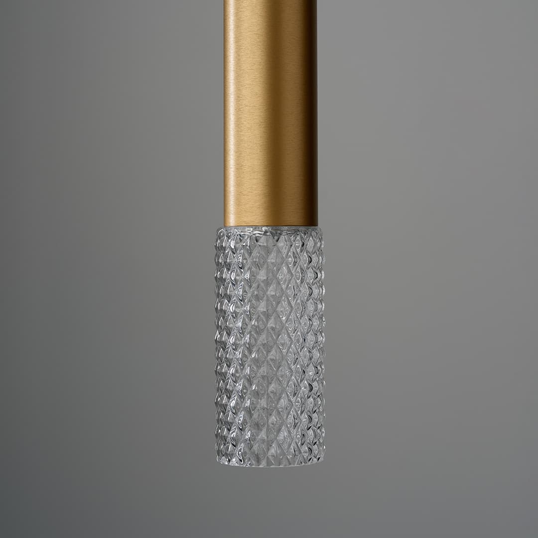 Primo 1 Light Pendant - Long in Brushed Gold & Clear Glass-img-3