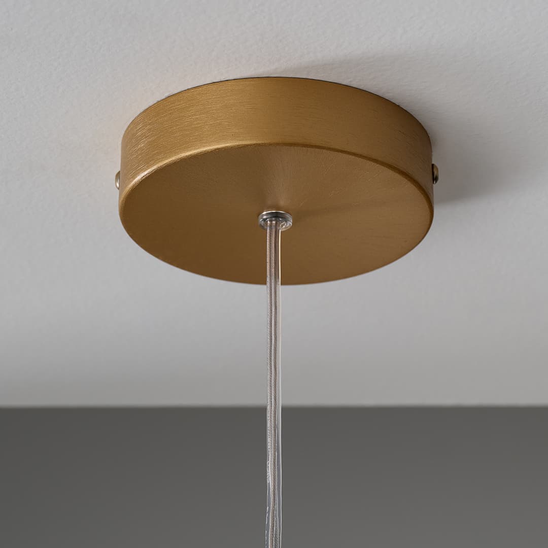 Primo 1 Light Pendant - Long in Brushed Gold & Clear Glass-img-5