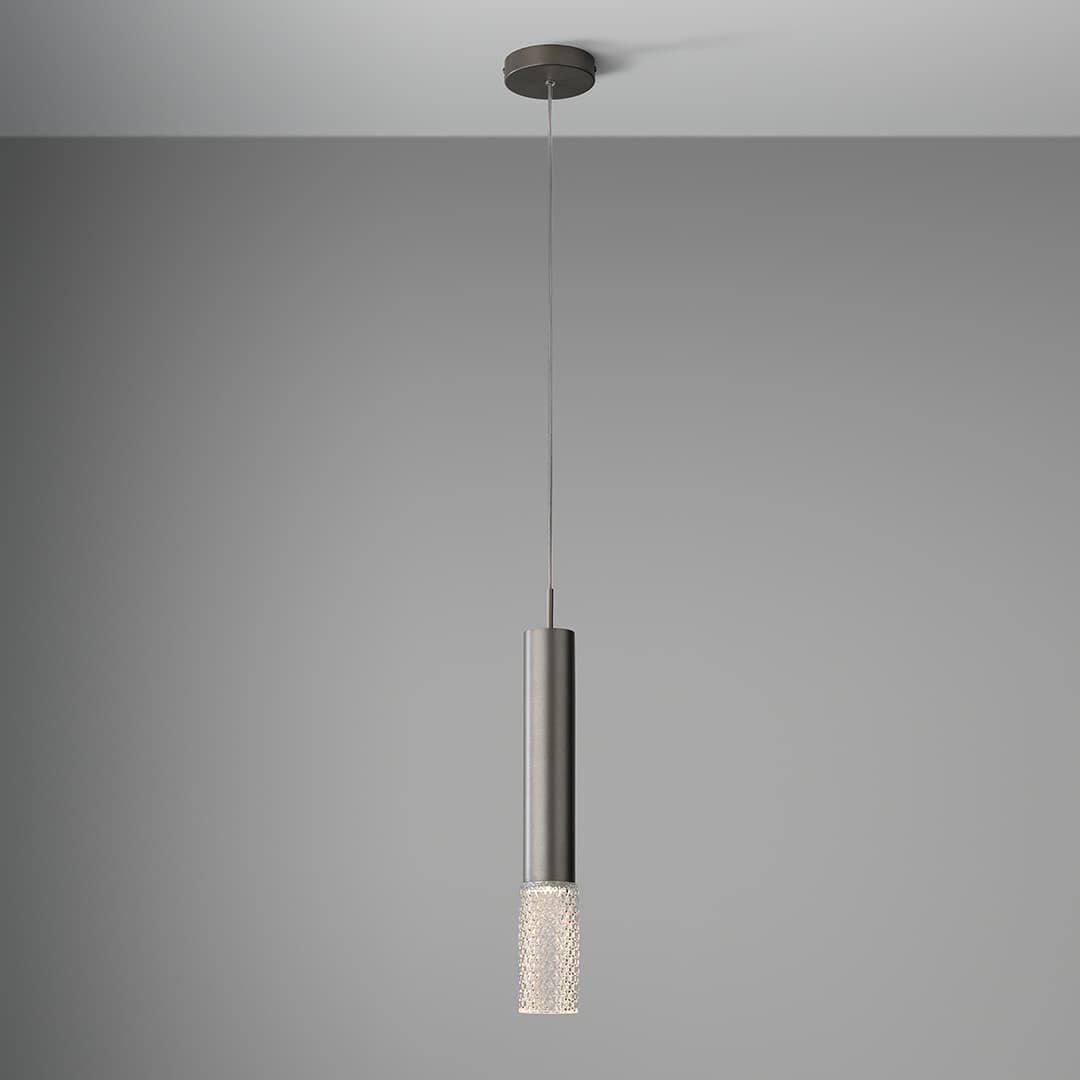 Primo 1 Light Pendant - Long in Brushed Platinum & Clear Glass-img-1
