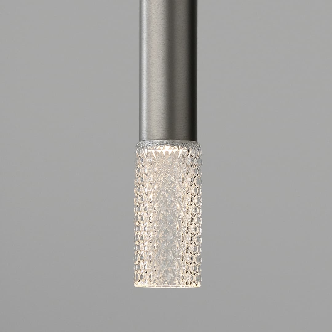 Primo 1 Light Pendant - Long in Brushed Platinum & Clear Glass-img-2