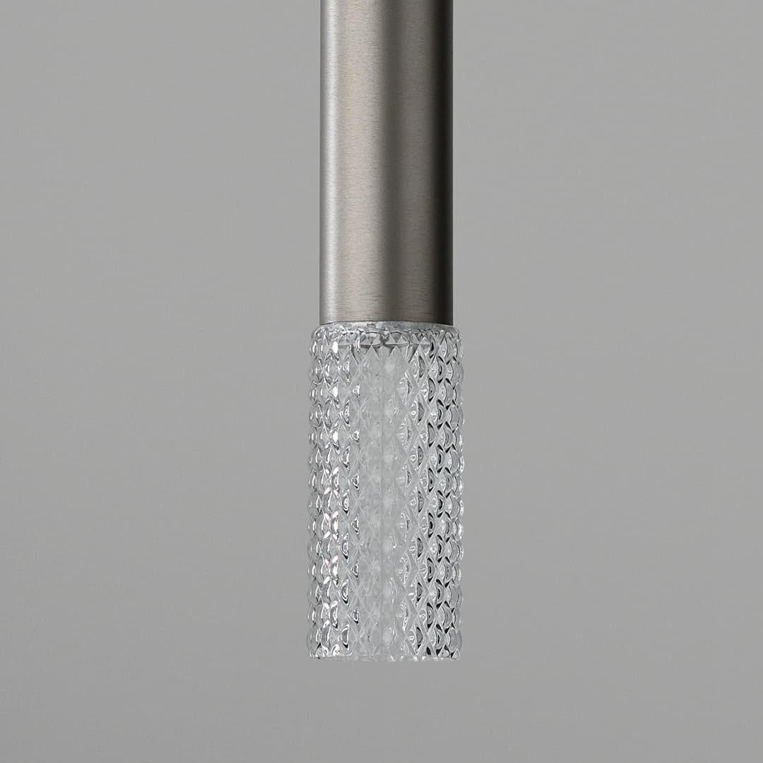 Primo 1 Light Pendant - Long in Brushed Platinum & Clear Glass-img-3