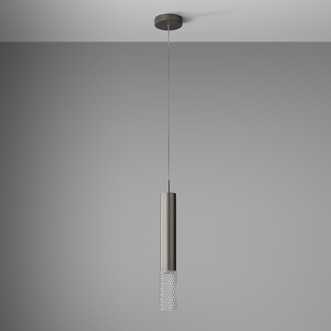 Primo 1 Light Pendant - Long in Brushed Platinum & Clear Glass-img-5