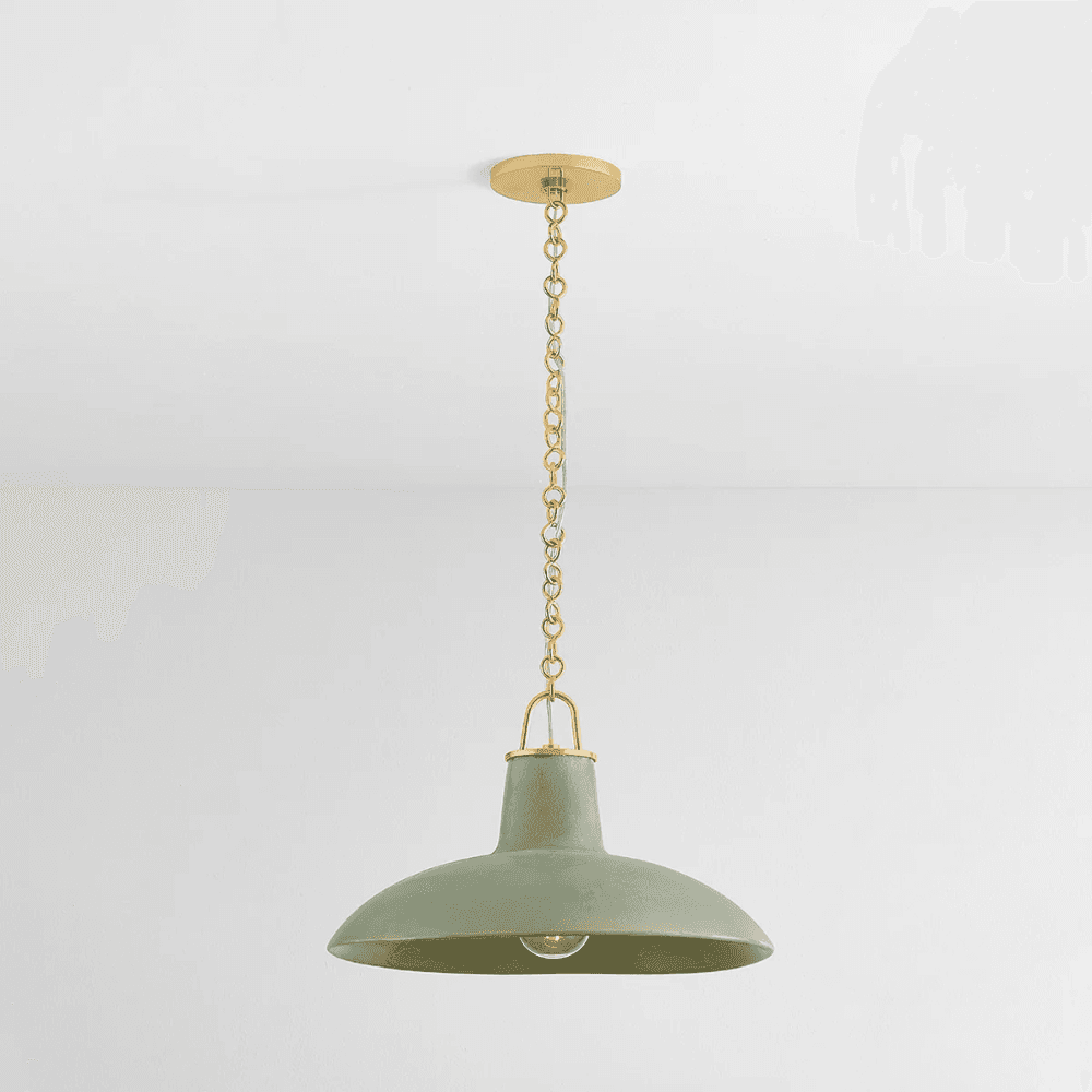 Potter 1 Light Pendant In Aged Brass & Ceramic Moss Crackle-img-1