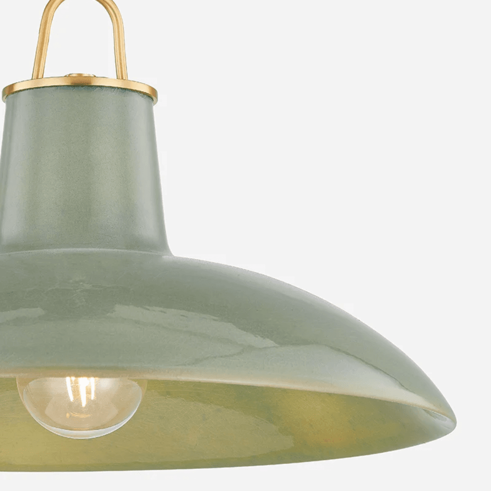 Potter 1 Light Pendant In Aged Brass & Ceramic Moss Crackle-img-2