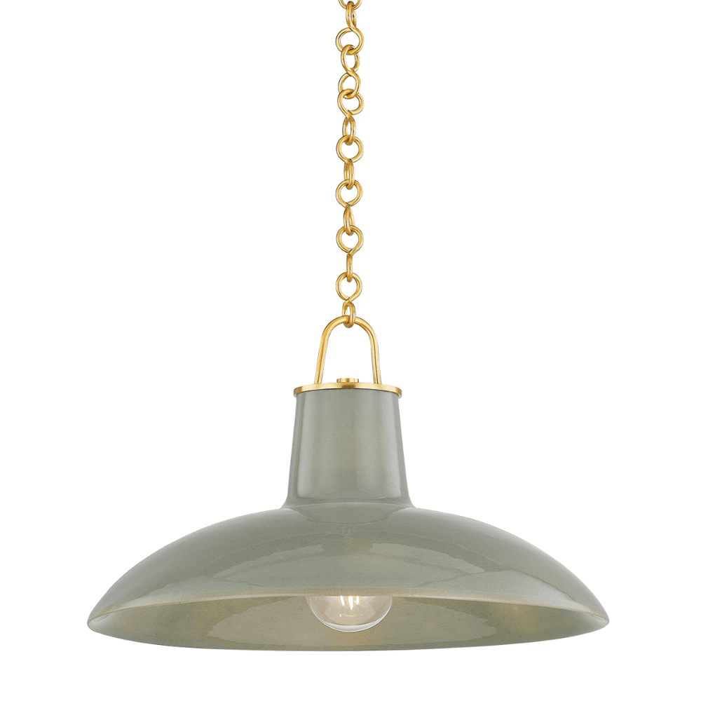Potter 1 Light Pendant In Aged Brass & Ceramic Moss Crackle-img-4