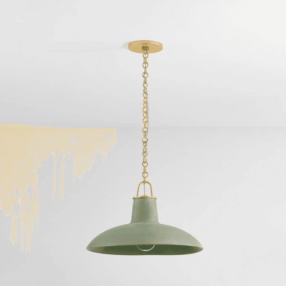 Potter 1 Light Pendant In Aged Brass & Ceramic Moss Crackle-img-5
