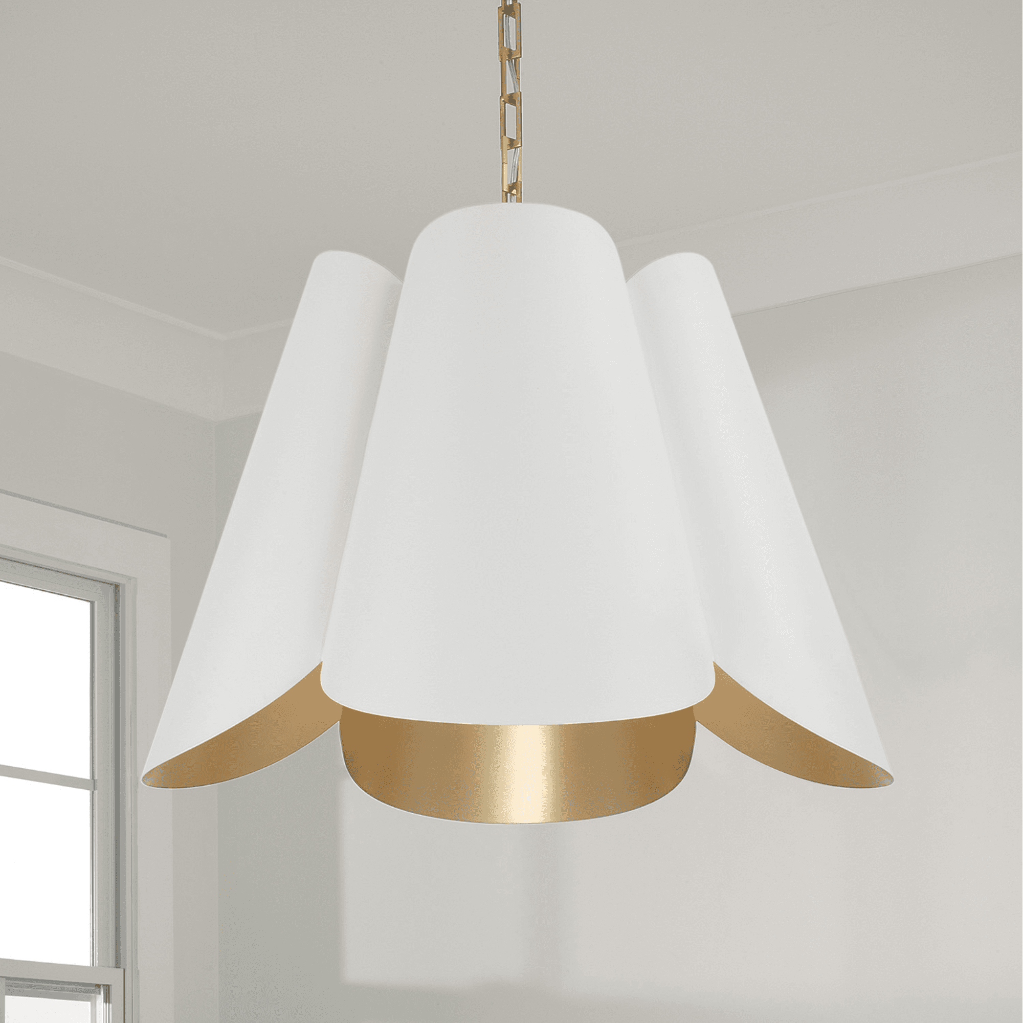 Botanical 4 Light Pendant in Matte Brass & White-img-1