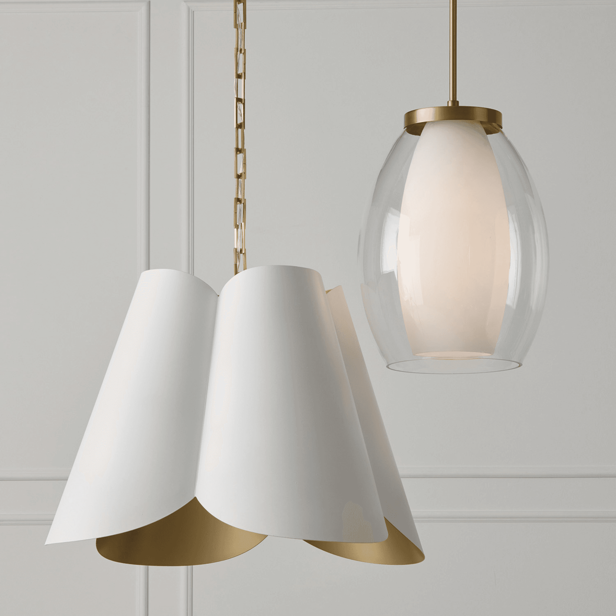 Botanical 4 Light Pendant in Matte Brass & White-img-6