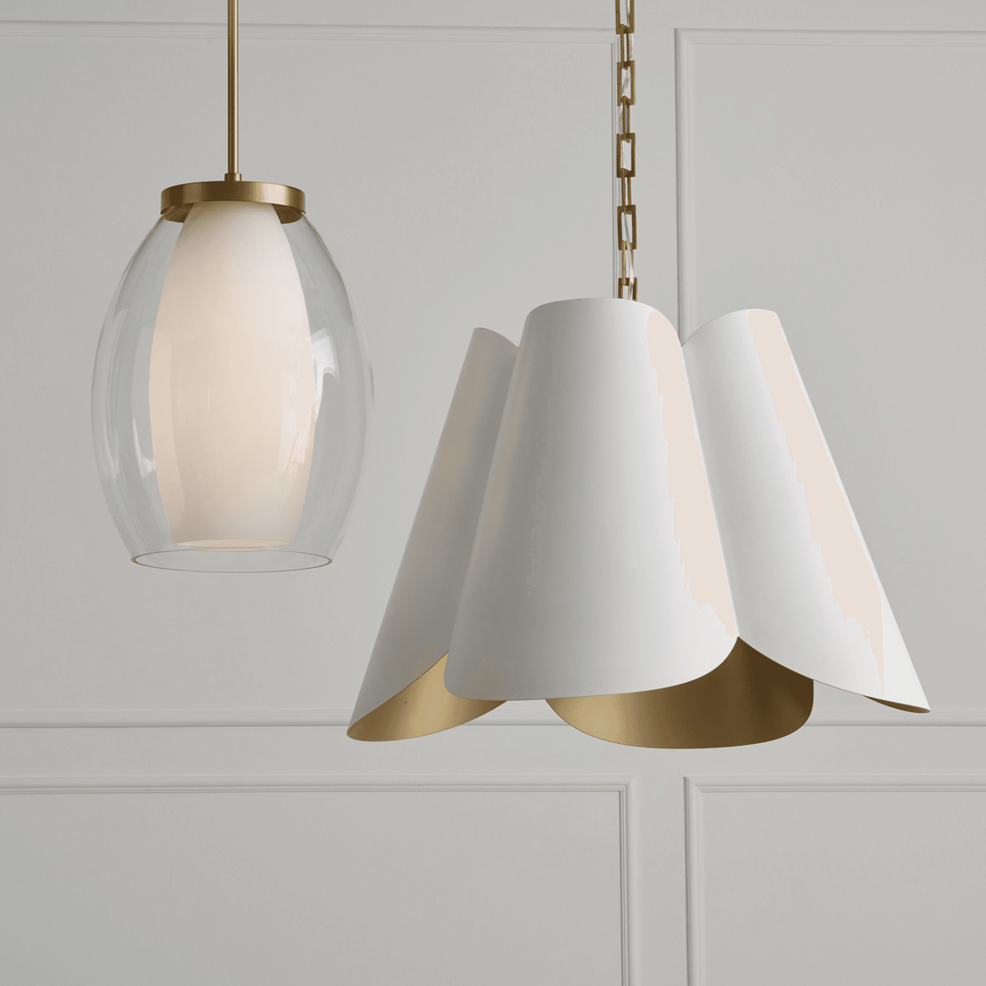 Botanical 4 Light Pendant in Matte Brass & White-img-7