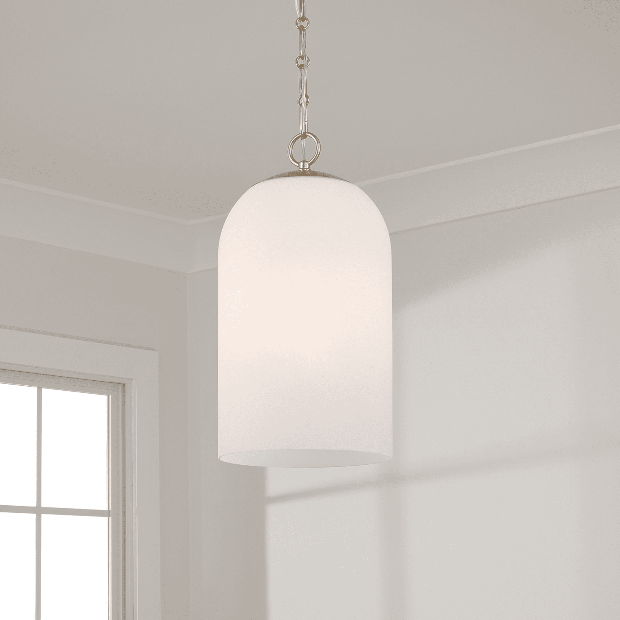 Lulu 1 Light Alabaster Glass Pendant in Matte Brass-img-1