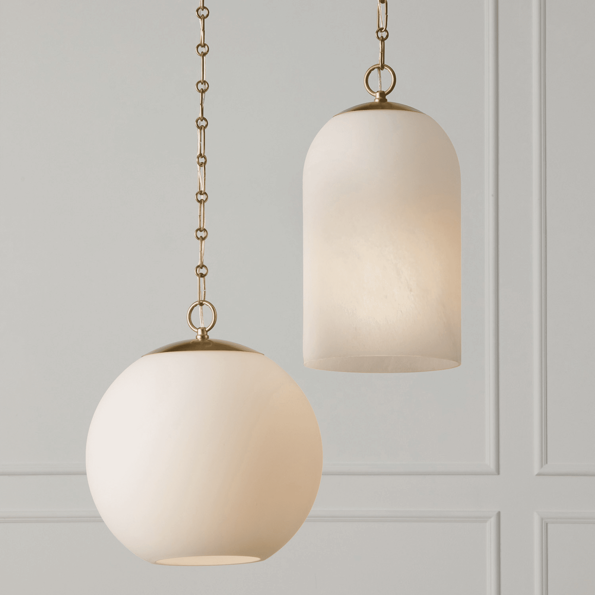 Lulu 1 Light Alabaster Glass Pendant in Matte Brass-img-4