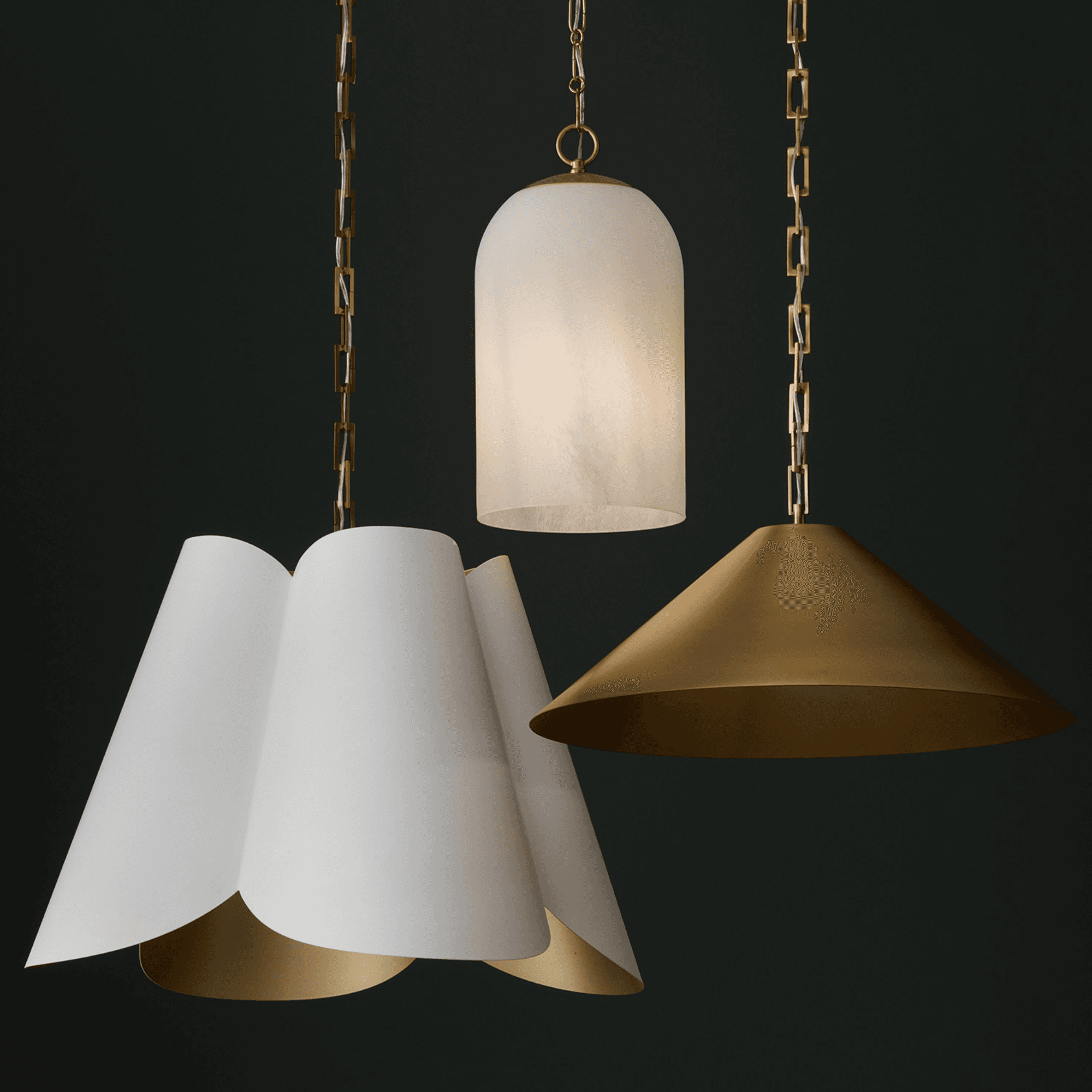 Lulu 1 Light Alabaster Glass Pendant in Matte Brass-img-5