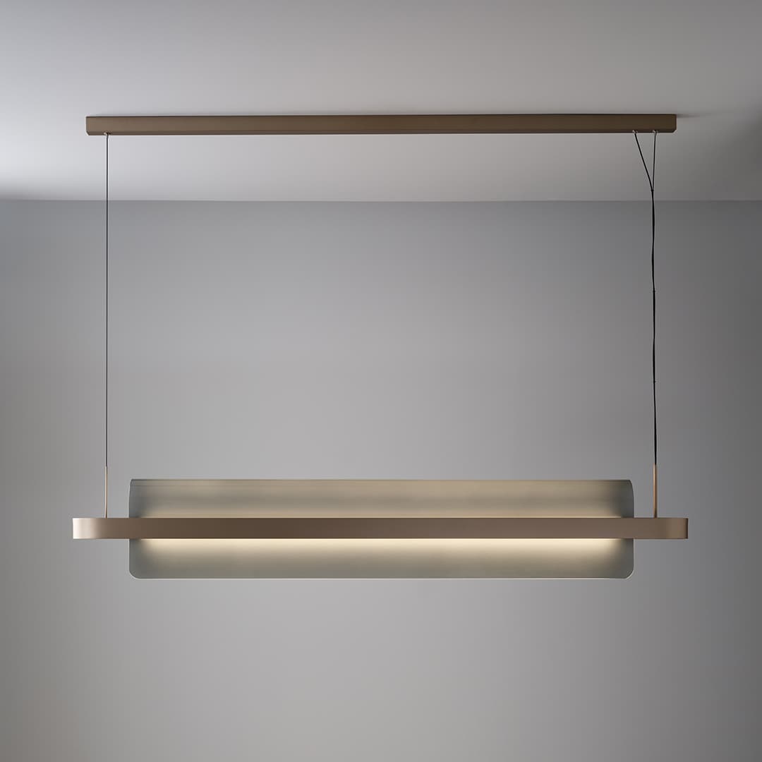 Doblar LED Glass Linear Pendant in Soft Champagne Gold-img-1