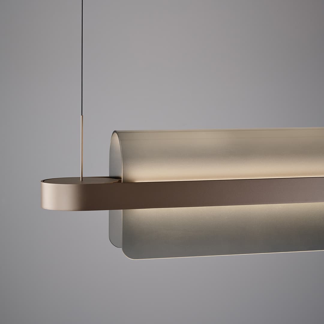 Doblar LED Glass Linear Pendant in Soft Champagne Gold-img-2