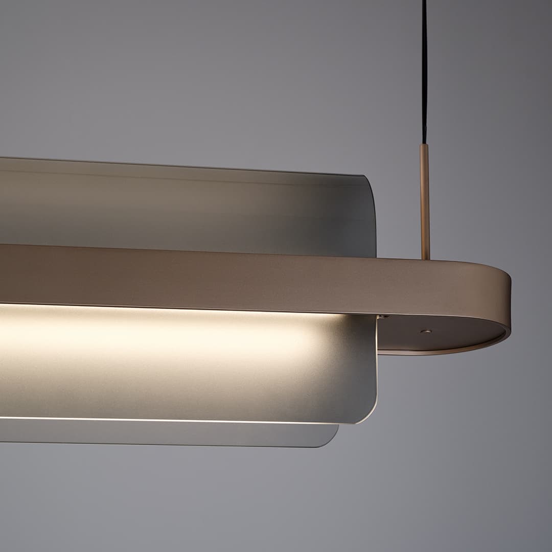 Doblar LED Glass Linear Pendant in Soft Champagne Gold-img-4