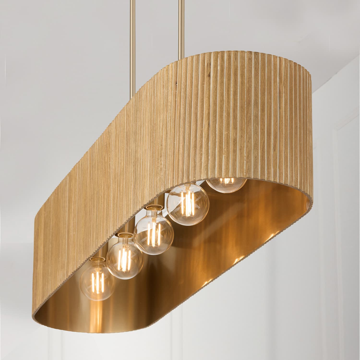Cody 5 Light Island Pendant in White Wash & Matte Brass-img-3