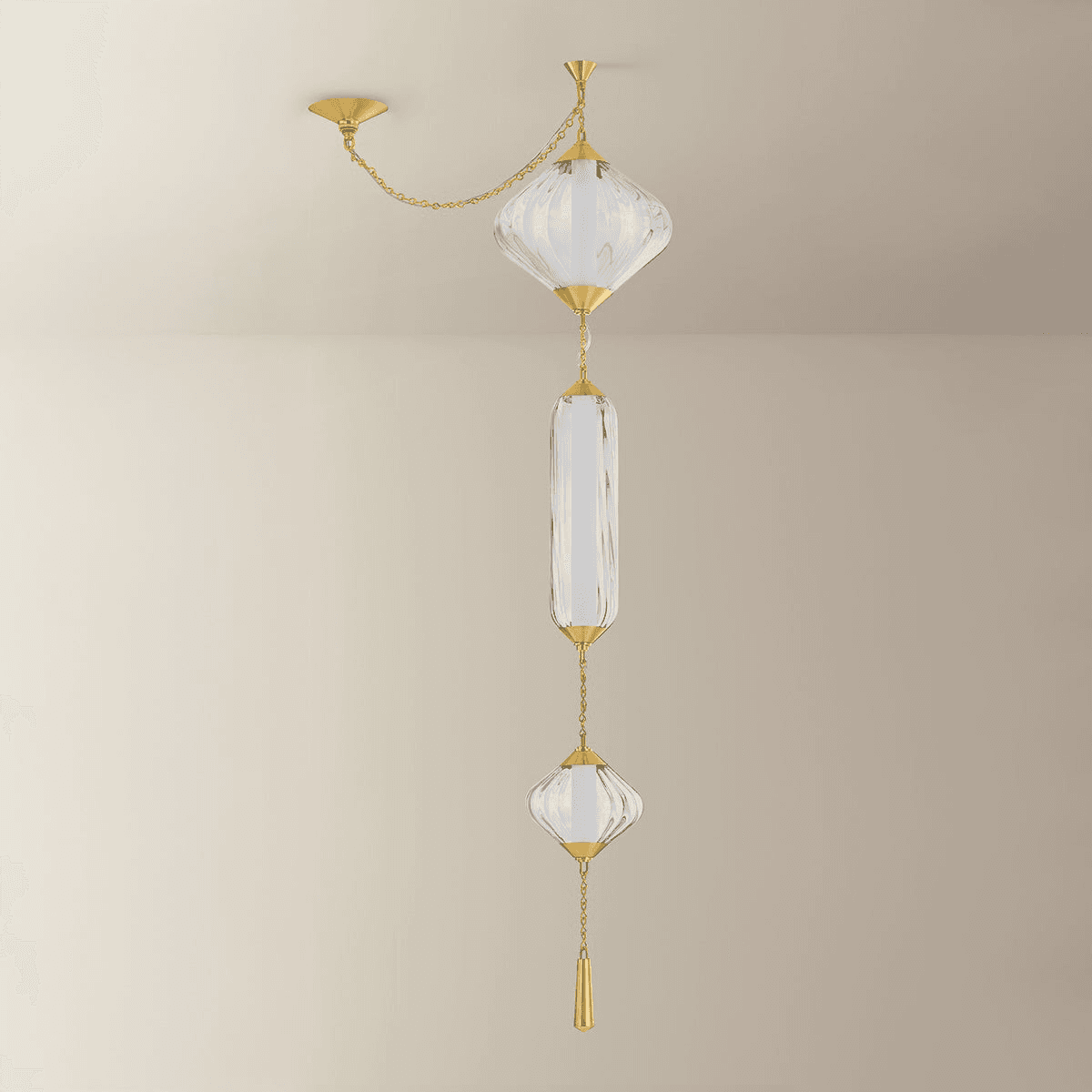Diletta 3 Light Pendant in Vintage Polished Brass-img-4