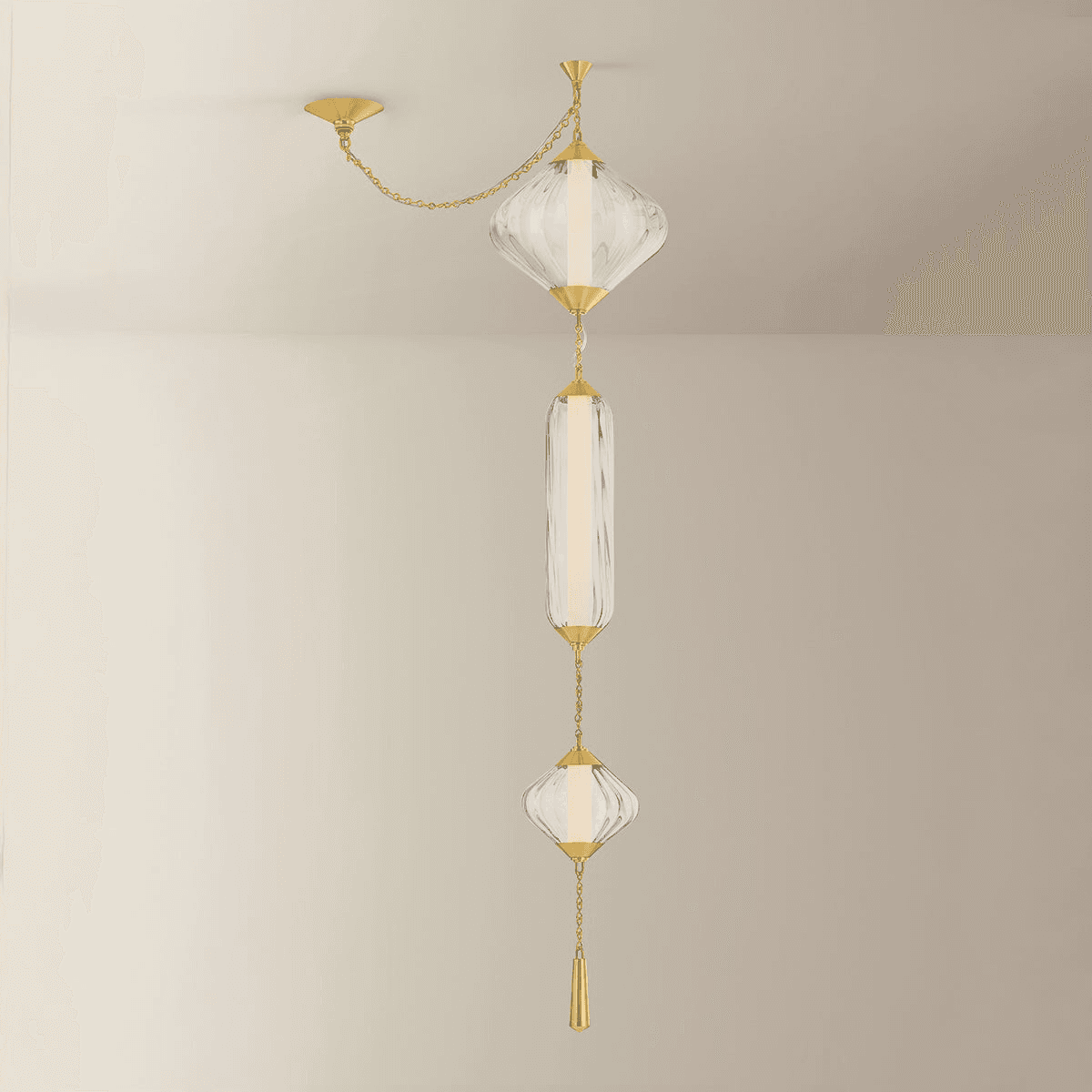 Diletta 3 Light Pendant in Vintage Polished Brass-img-5