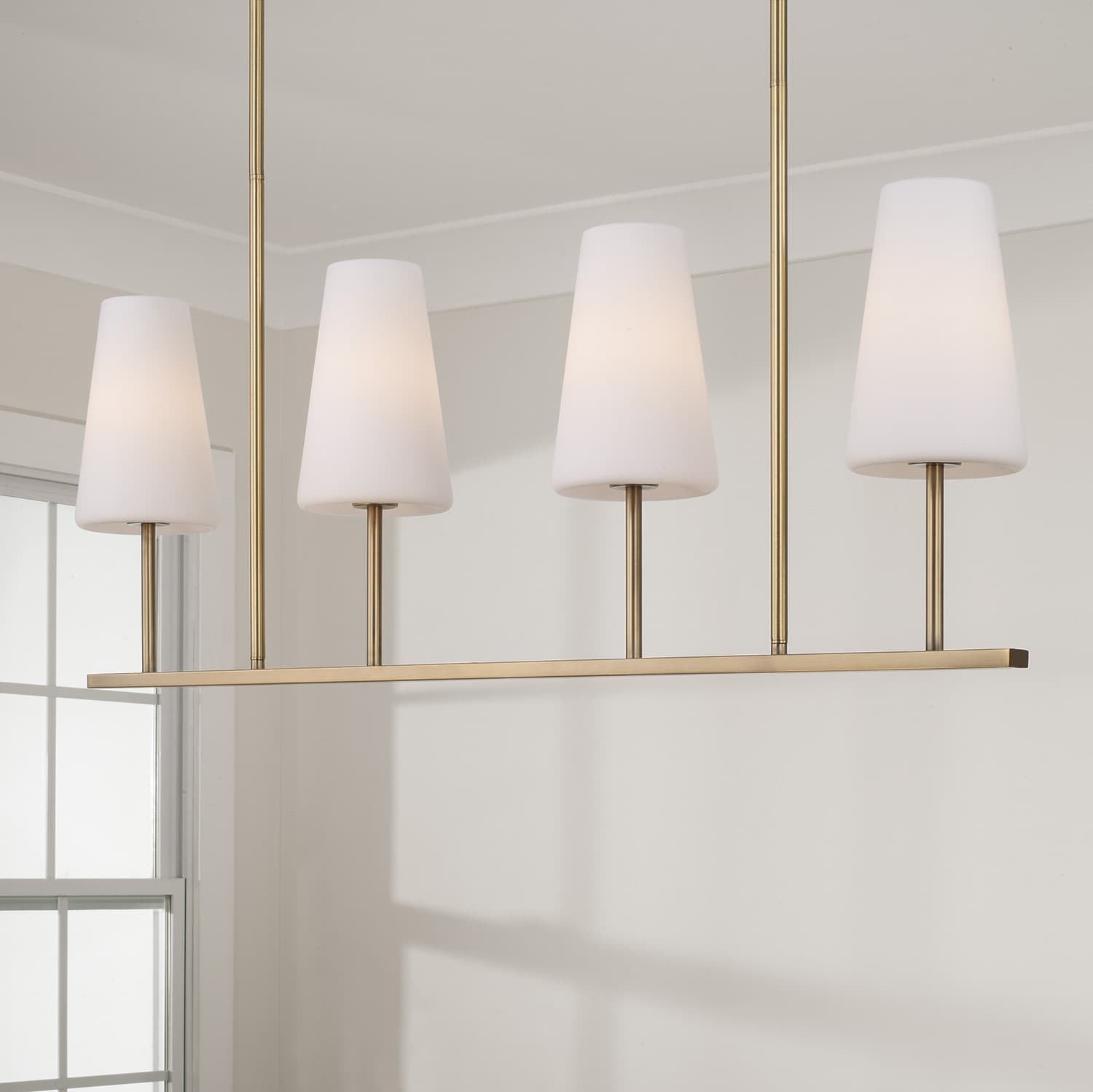 Mira 4 Light Linear Pendant in Aged Brass-img-1