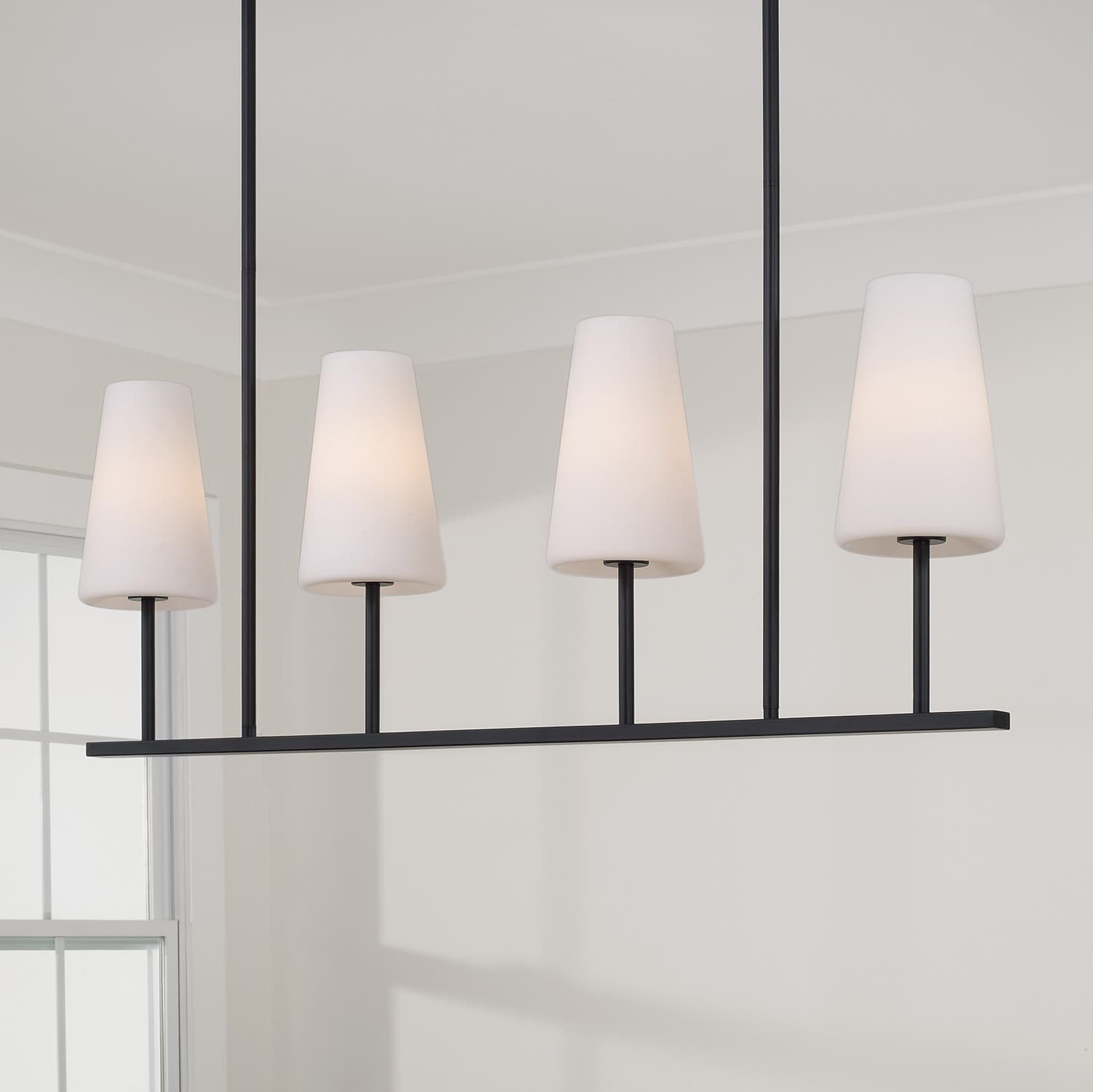 Mira 4 Light Linear Chandelier in Matte Black-img-1