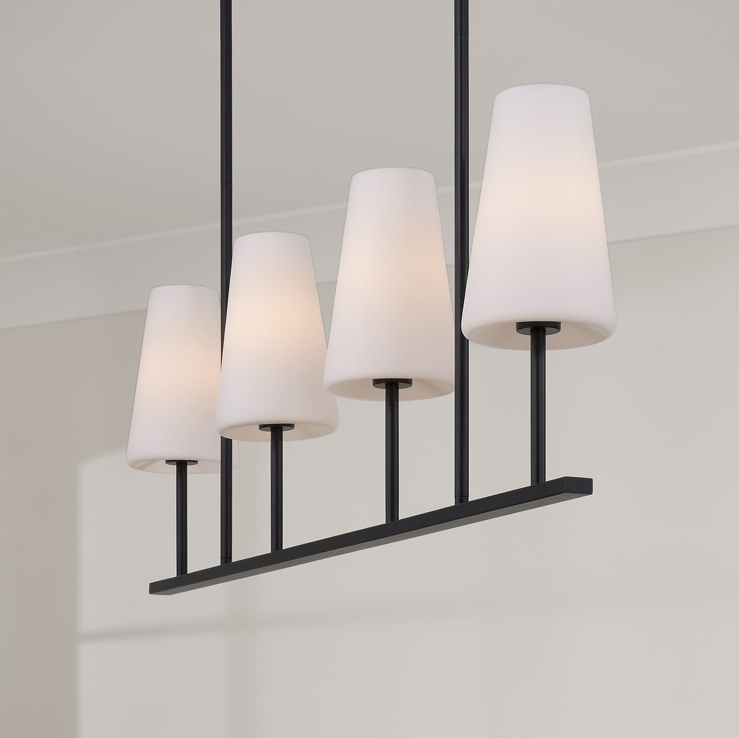 Mira 4 Light Linear Chandelier in Matte Black-img-4