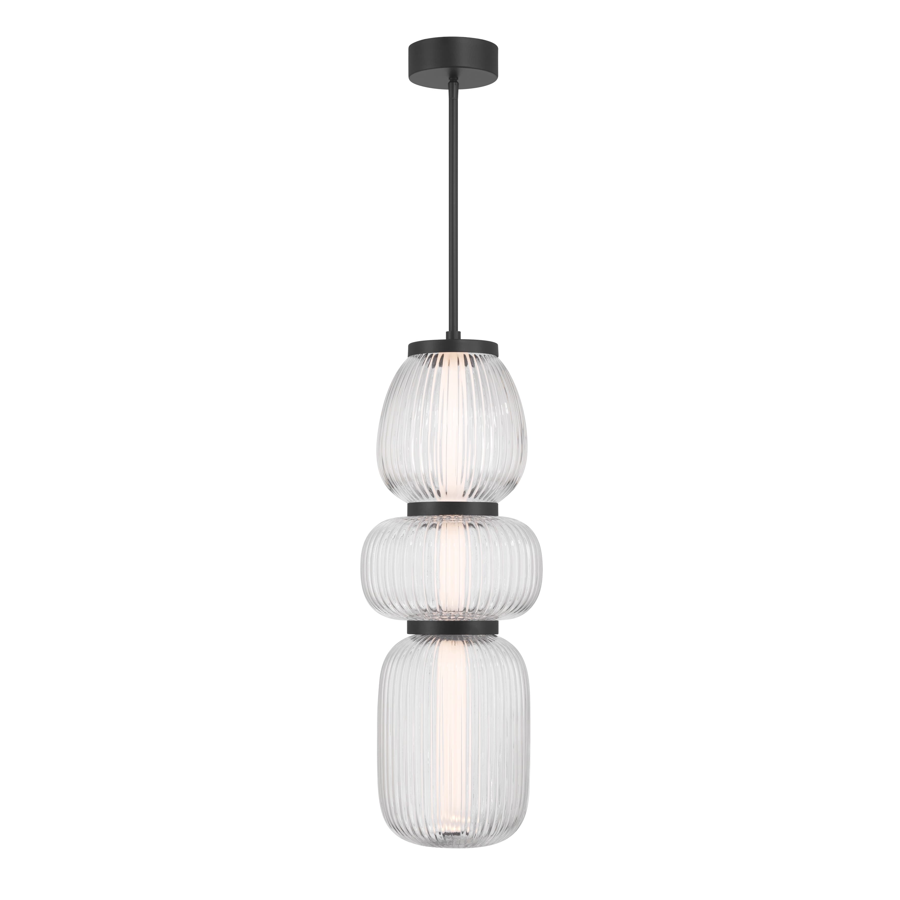 Layla 1 Light Mini Glass Pendant - Large in Matte Black-img-3
