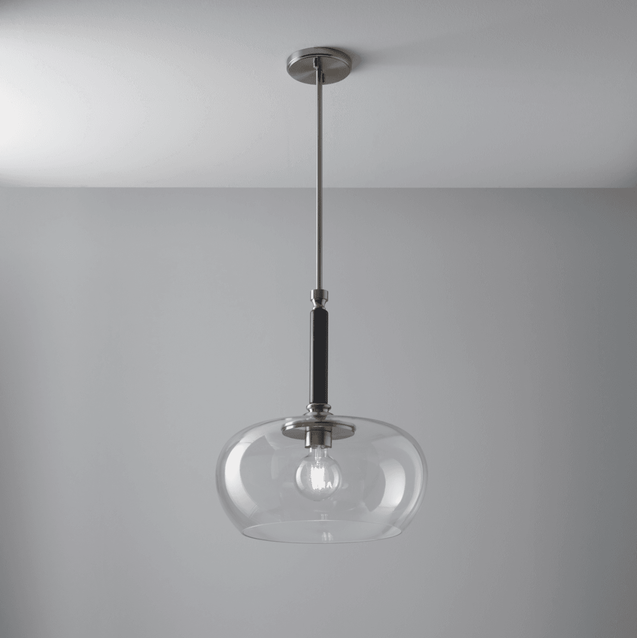 Parker 1 Light Glass Pendant in Brushed Nickel & Black-img-1