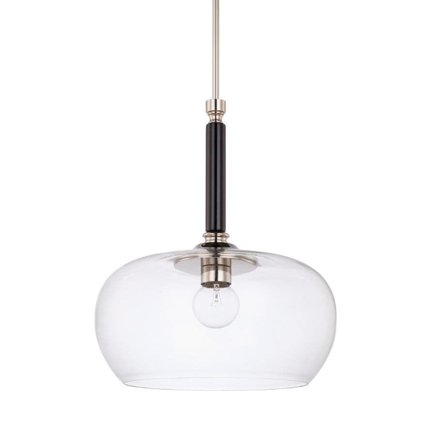 Parker 1 Light Glass Pendant in Brushed Nickel & Black-img-2