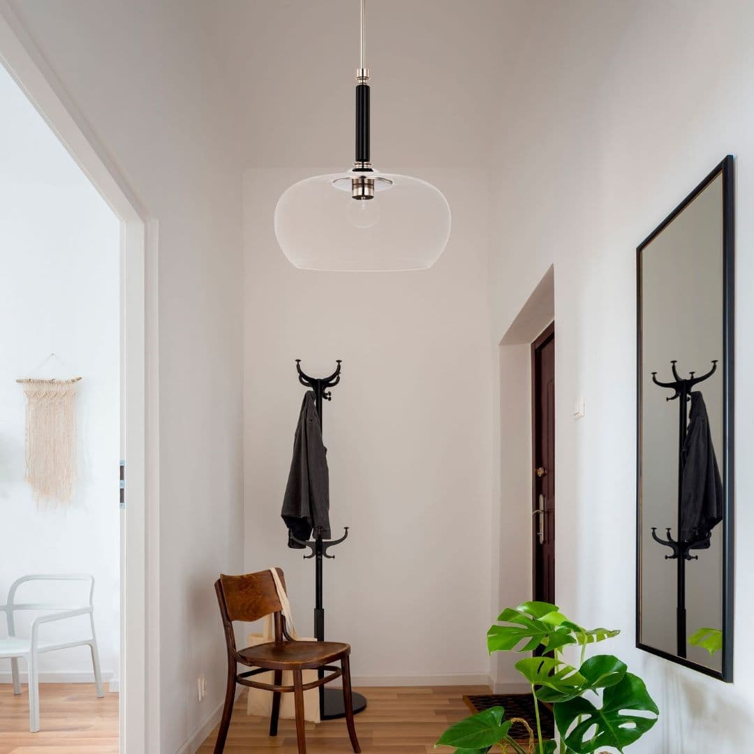 Parker 1 Light Glass Pendant in Brushed Nickel & Black-img-3