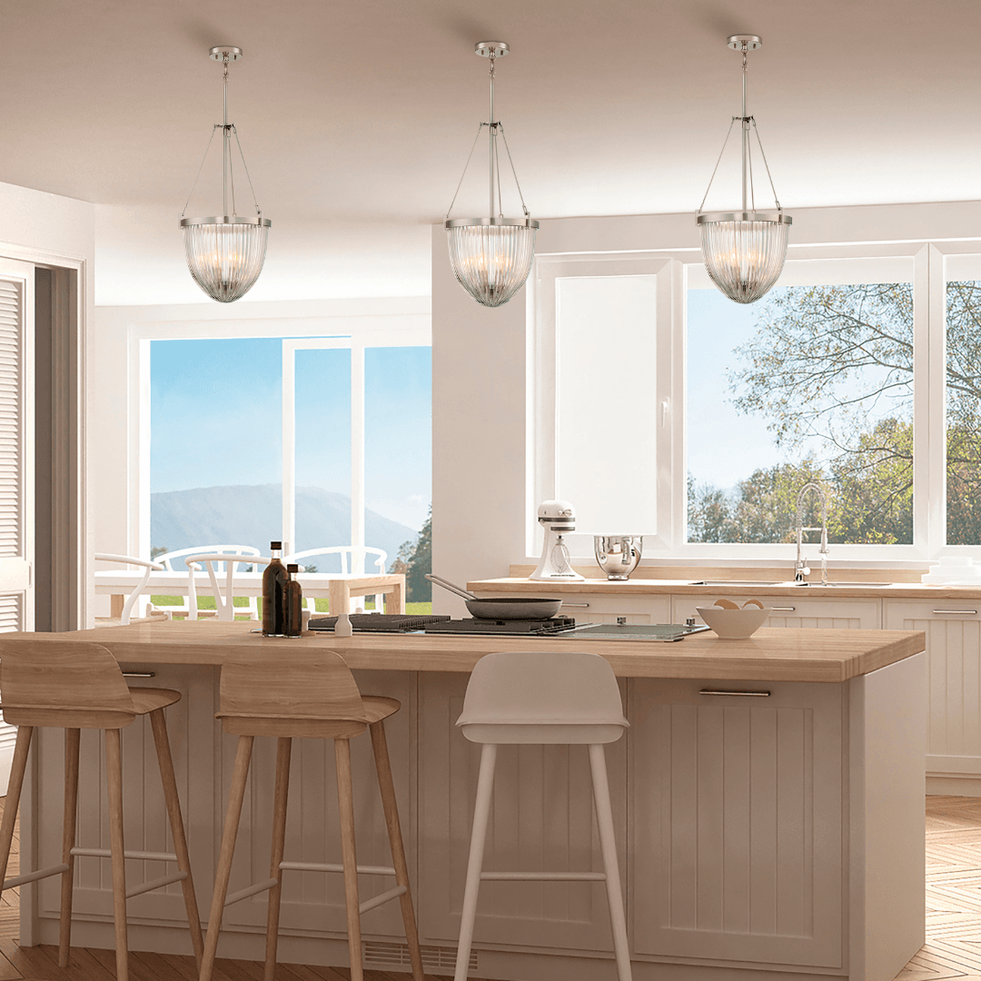 Hampton 3 Light Pendant in Brushed Nickel-img-7