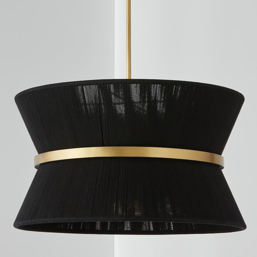 Fisher 8 Light Pendant in Brass & Black Rope-img-1