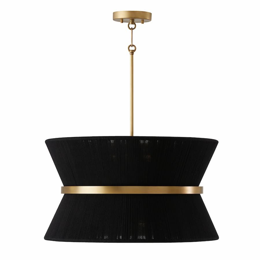 Fisher 8 Light Pendant in Brass & Black Rope-img-2