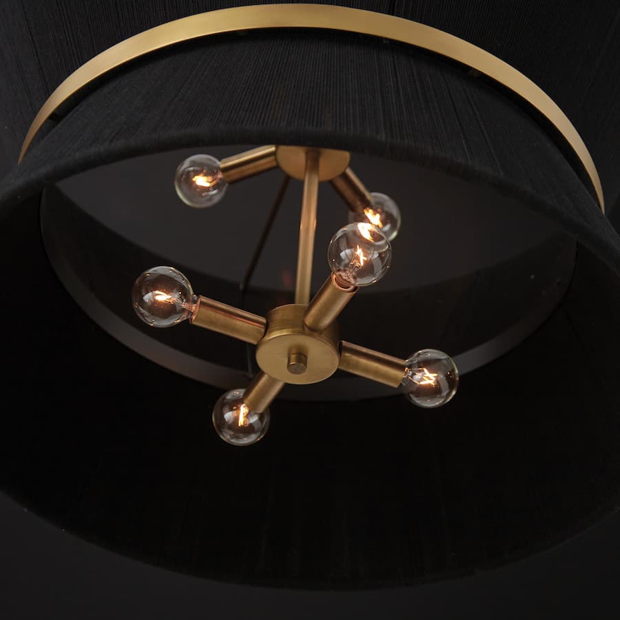 Fisher 8 Light Pendant in Brass & Black Rope-img-3