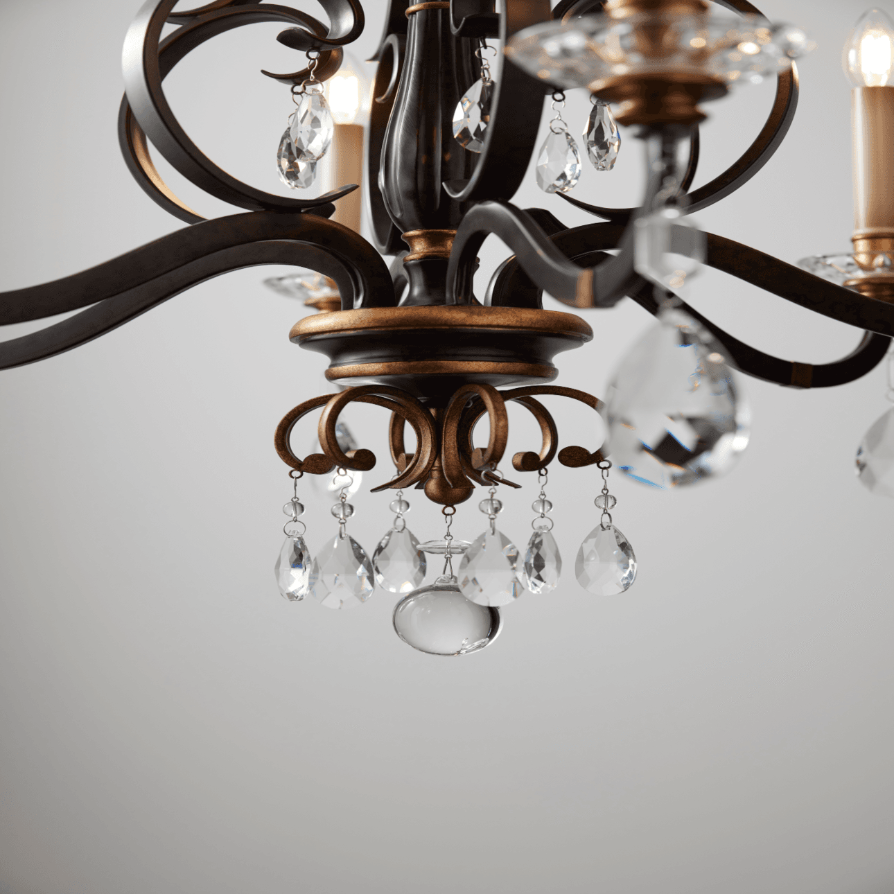 Florentino 6 Light Chandelier in Bronze & Gold Leaf-img-3
