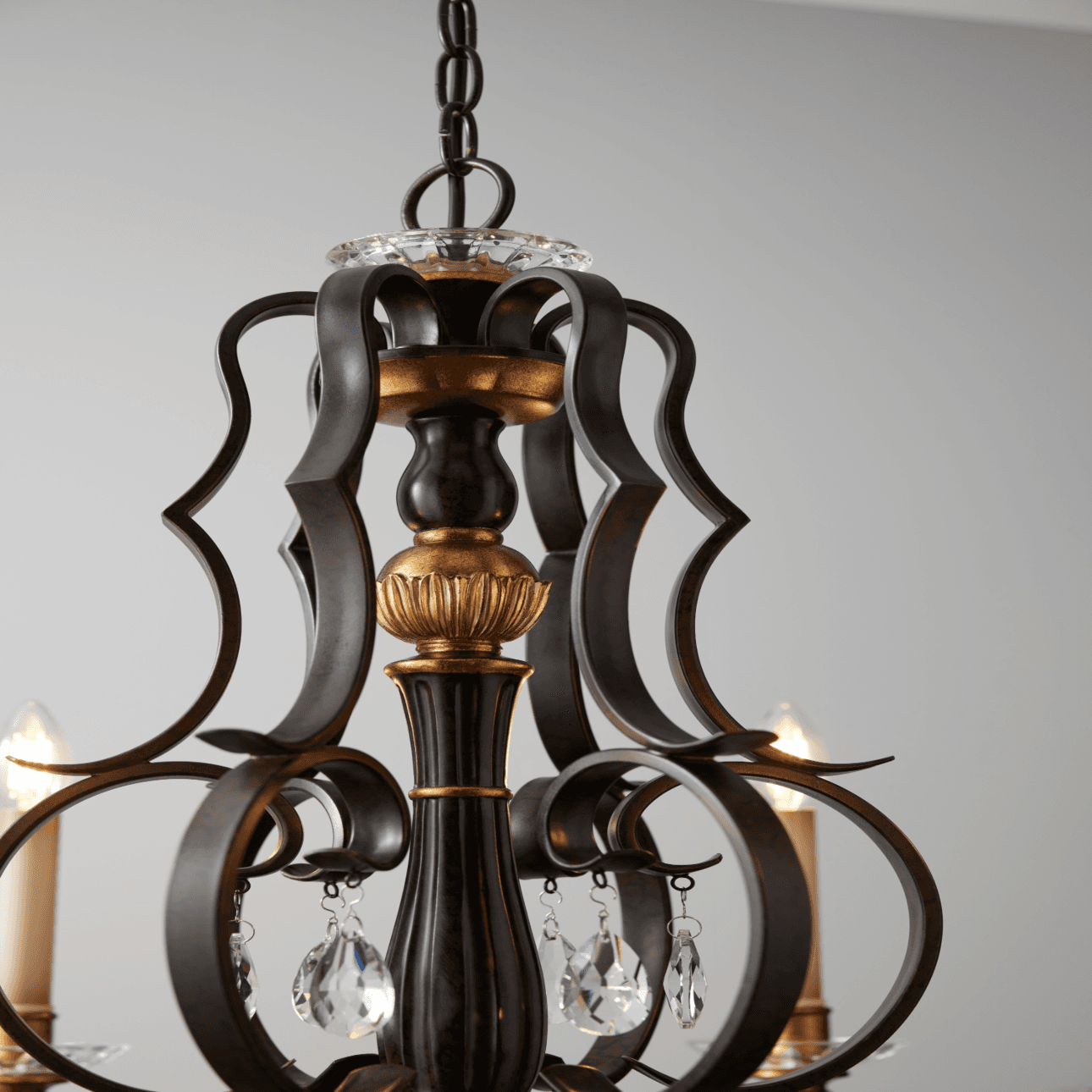 Florentino 6 Light Chandelier in Bronze & Gold Leaf-img-4