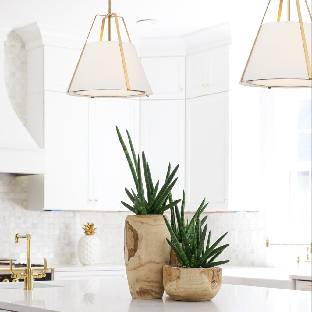 Madison 3 Light Pendant in Antique Gold & White-img-1