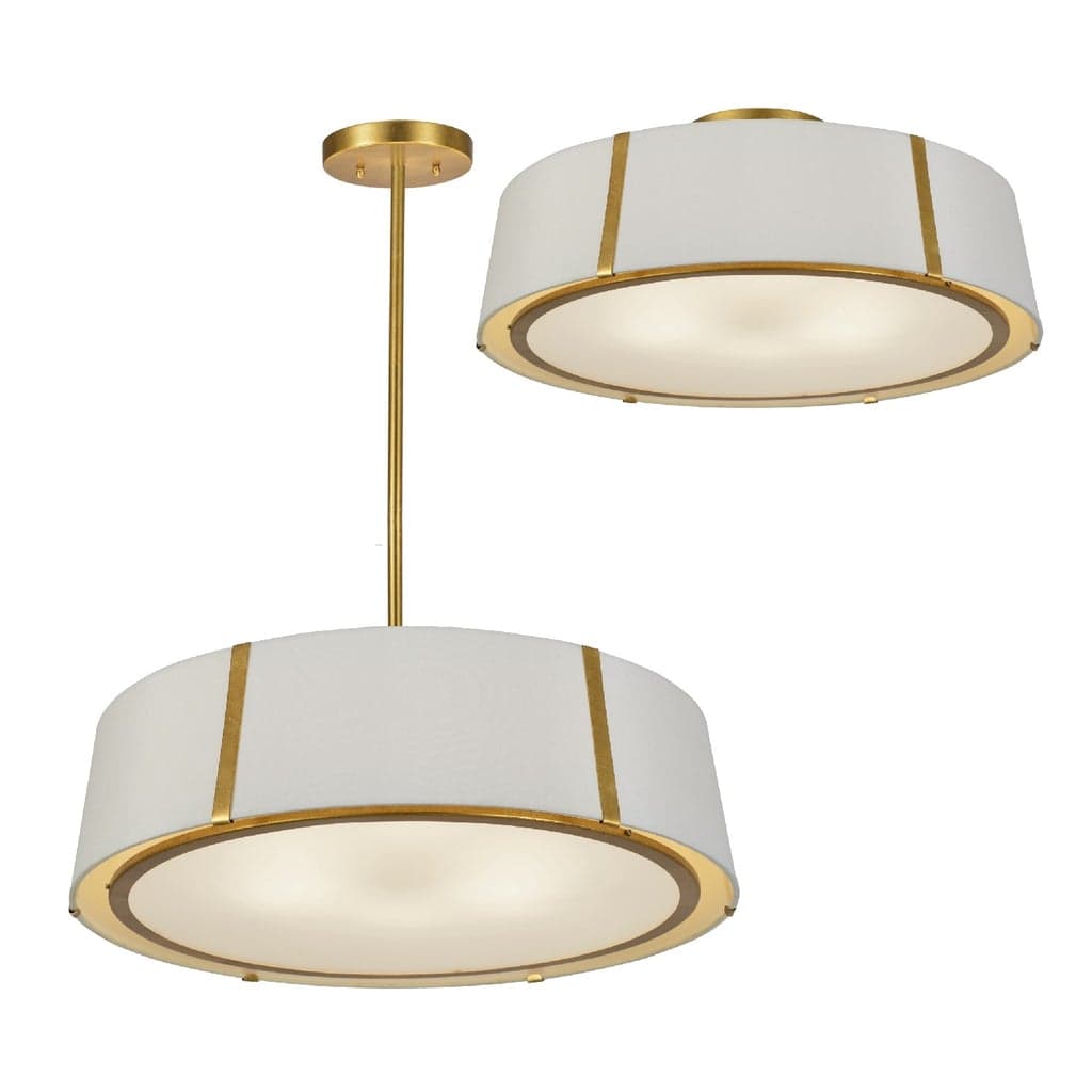 Madison 6 Light Pendant in Antique Gold & White-img-1