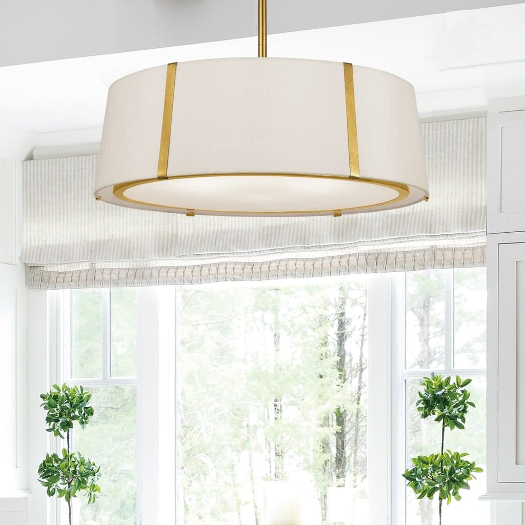 Madison 6 Light Pendant in Antique Gold & White-img-2