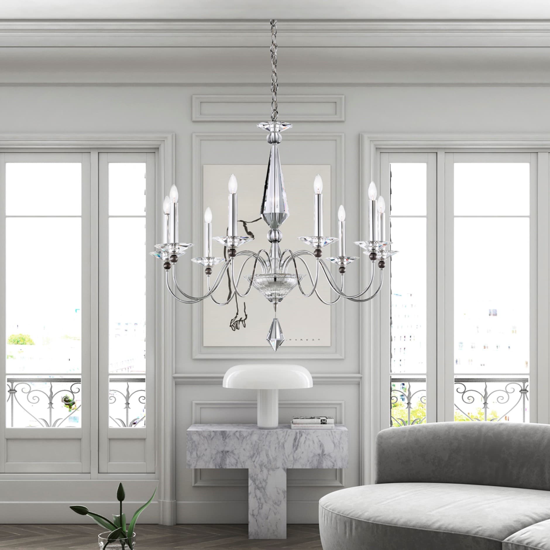 Jasmine 9 Light Chandelier in Polished Silver-img-1