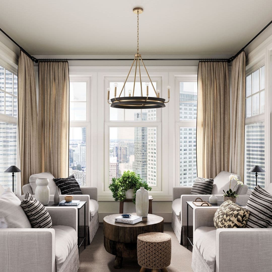 Rochester 6 Light Chandelier in Black Stain & Matte Brass-img-1
