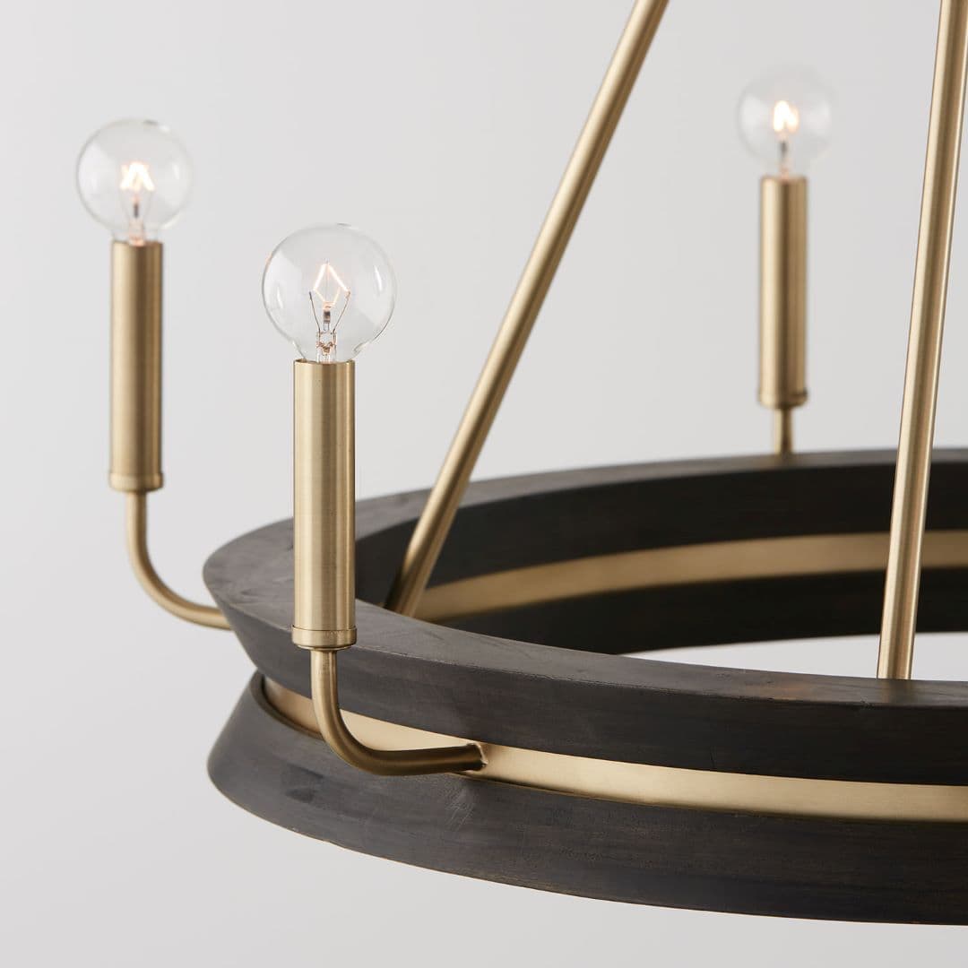 Rochester 6 Light Chandelier in Black Stain & Matte Brass-img-3