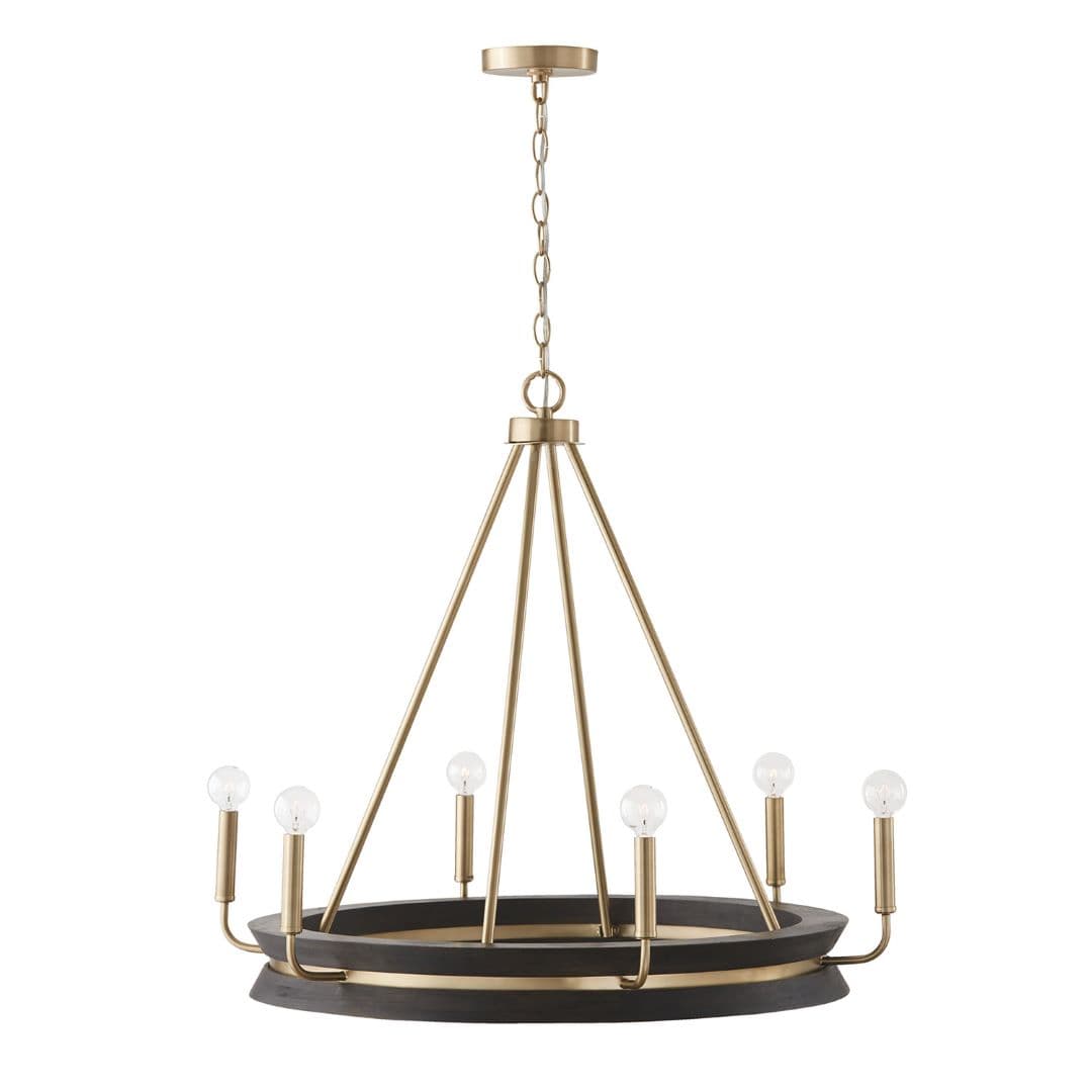Rochester 6 Light Chandelier in Black Stain & Matte Brass-img-4