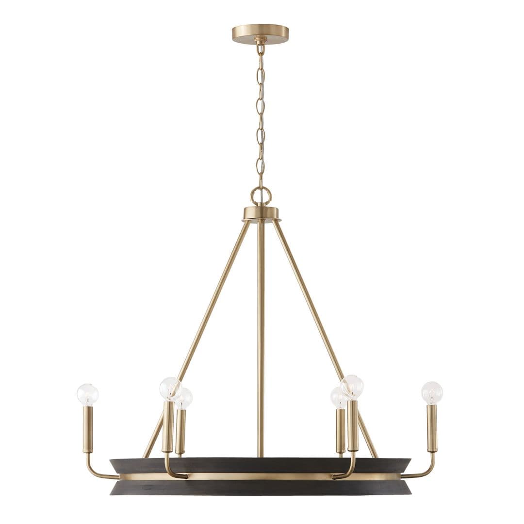 Rochester 6 Light Chandelier in Black Stain & Matte Brass-img-5