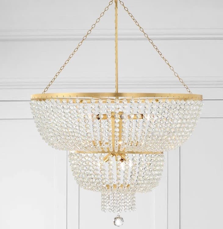 Crest 12 Light Crystal Chandelier in Antique Gold & Hand Cut Crystal Bead-img-1