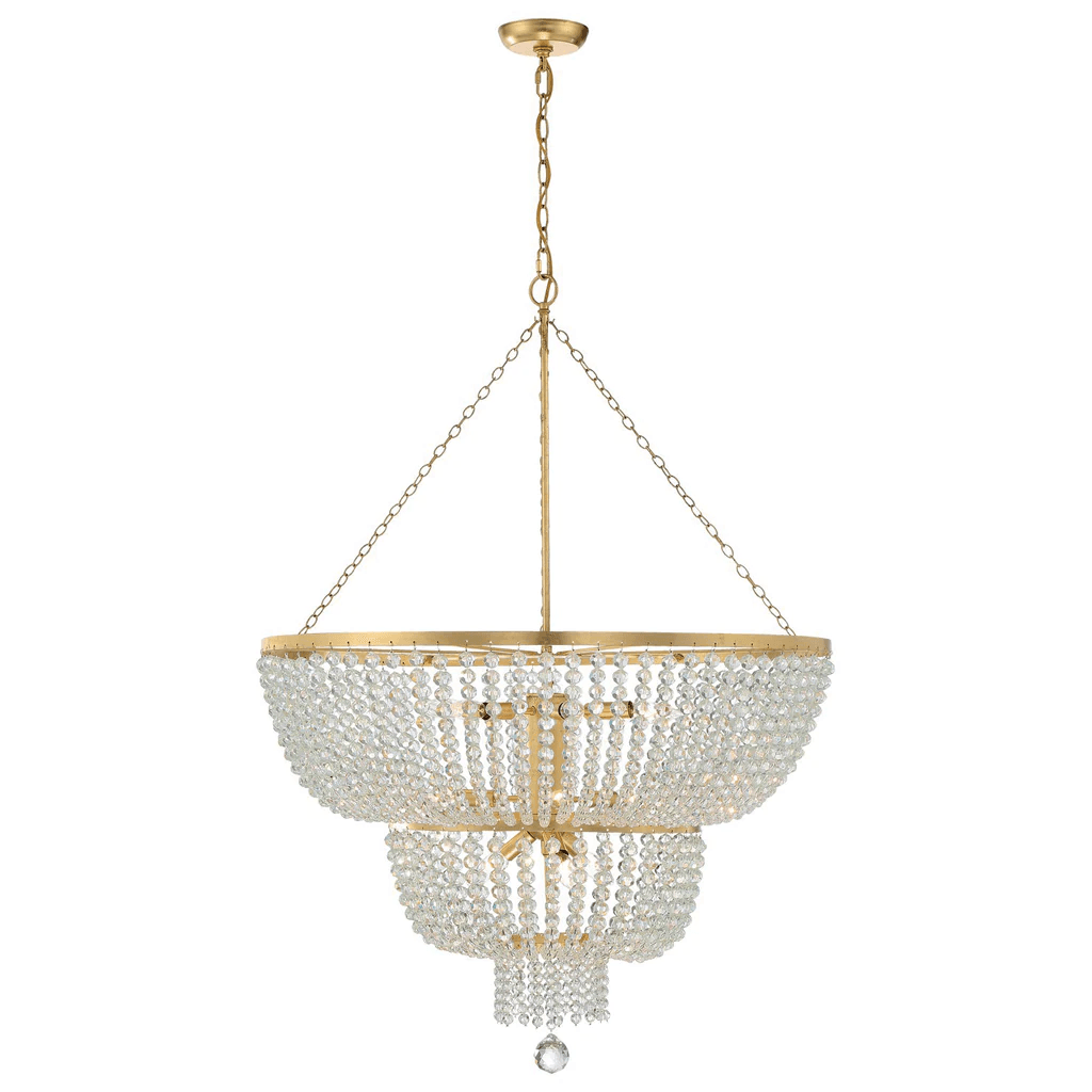 Crest 12 Light Crystal Chandelier in Antique Gold & Hand Cut Crystal Bead-img-2