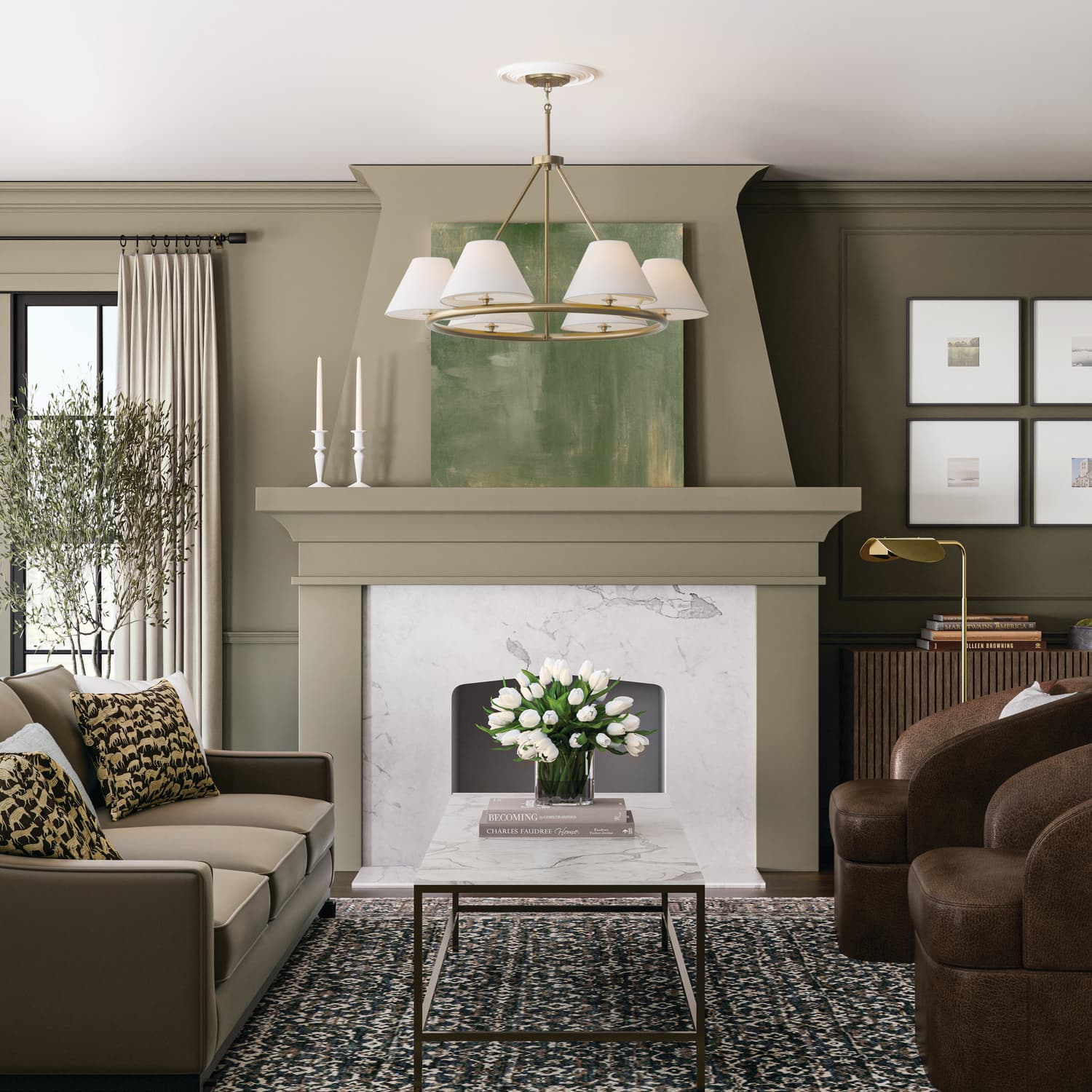 Welsh 6 Light Ring Chandelier in Matte Brass-img-8